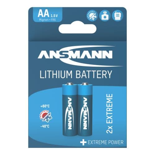 Piles lithium Ansmann Mignon, AA, Lithium Extreme, blister de 2