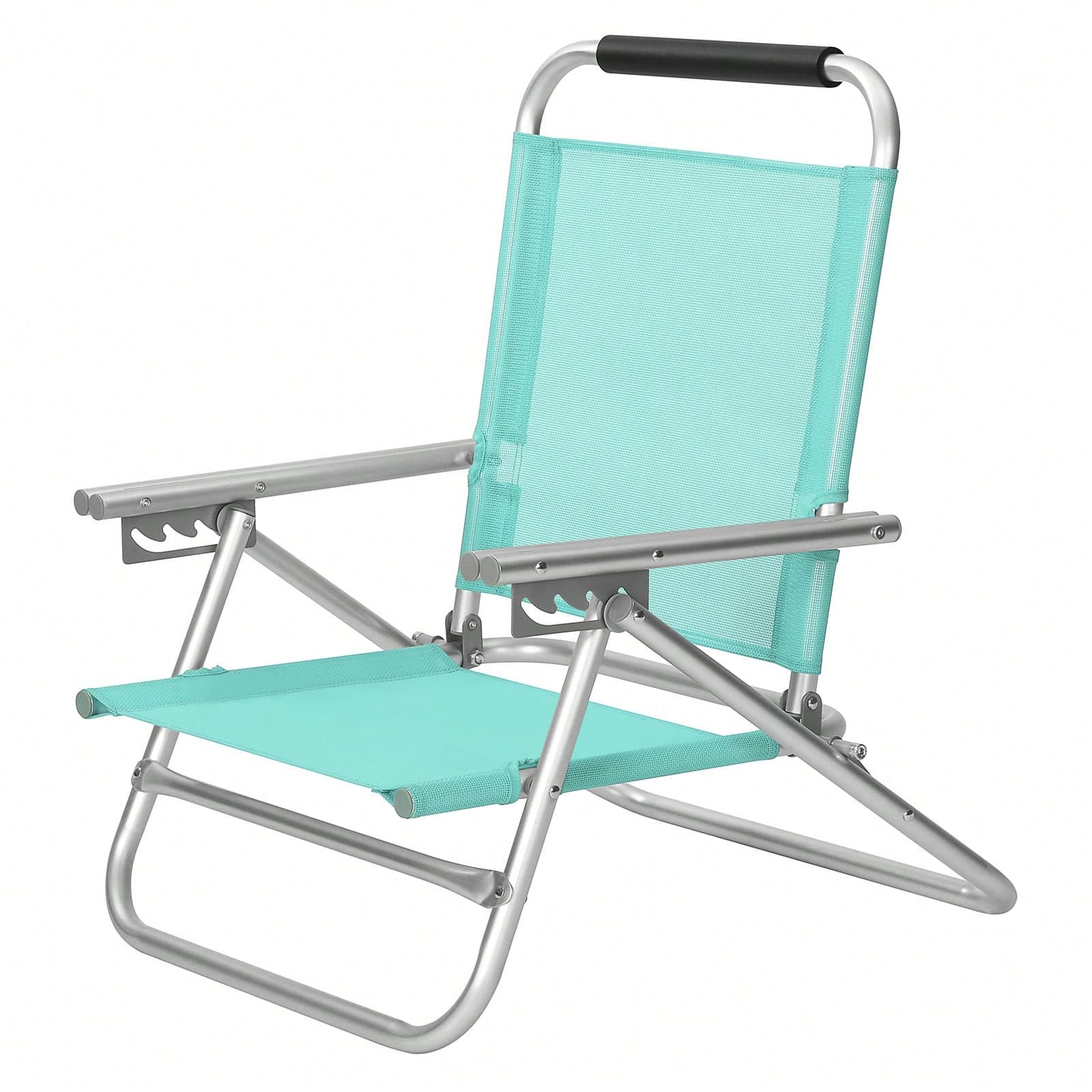 SONGMICS Chaise de Plage Portable, Siège d'extérieur Pliable, Dossier réglable sur 4 Positions, avec accoudoirs, Tissu Respirant et Confortable